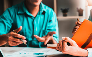 Person going through a financial review